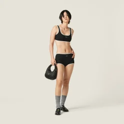 Black Ribbed Knit Top | Miu Miu