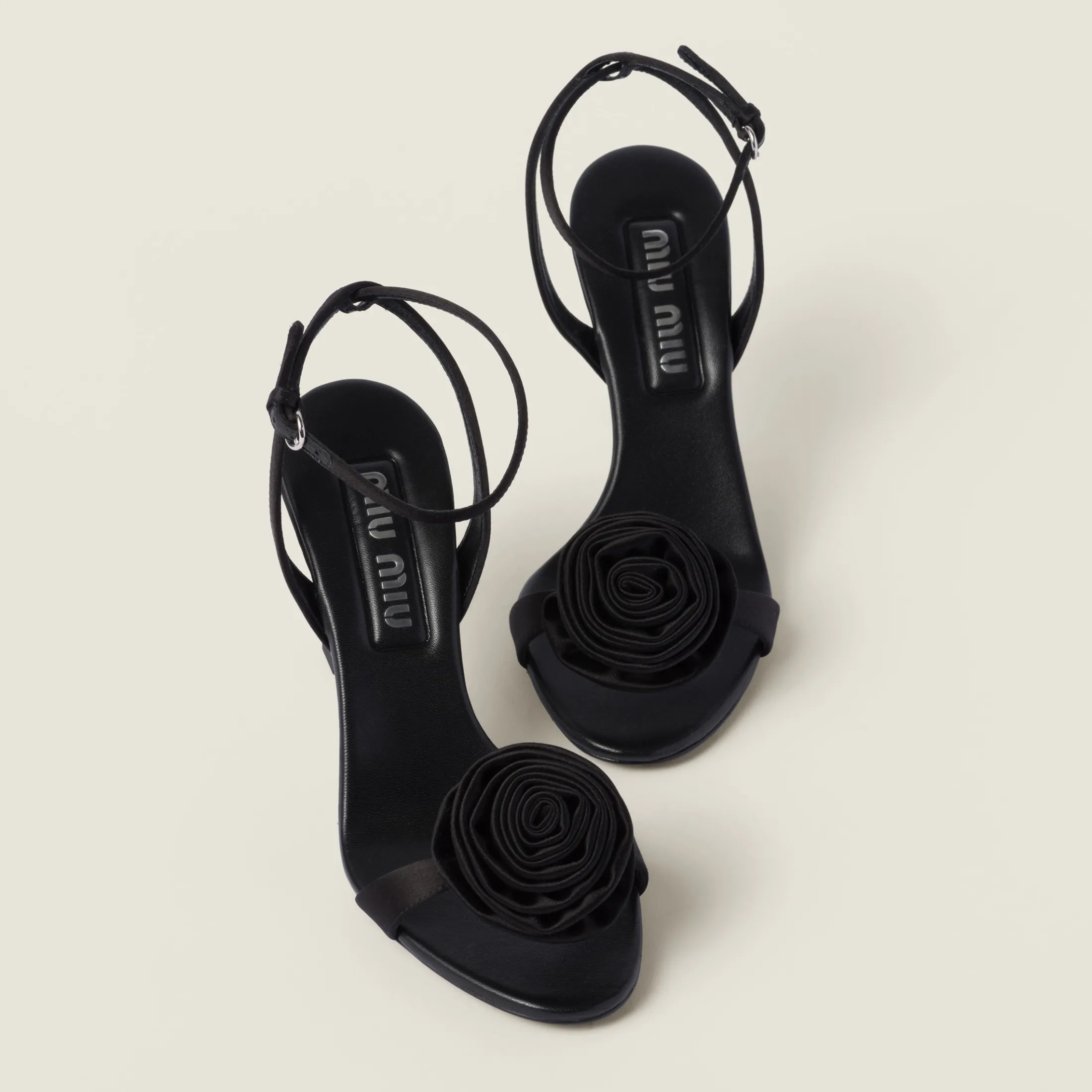 Black Satin Sandals | Miu Miu