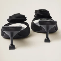 Black Satin Slides | Miu Miu