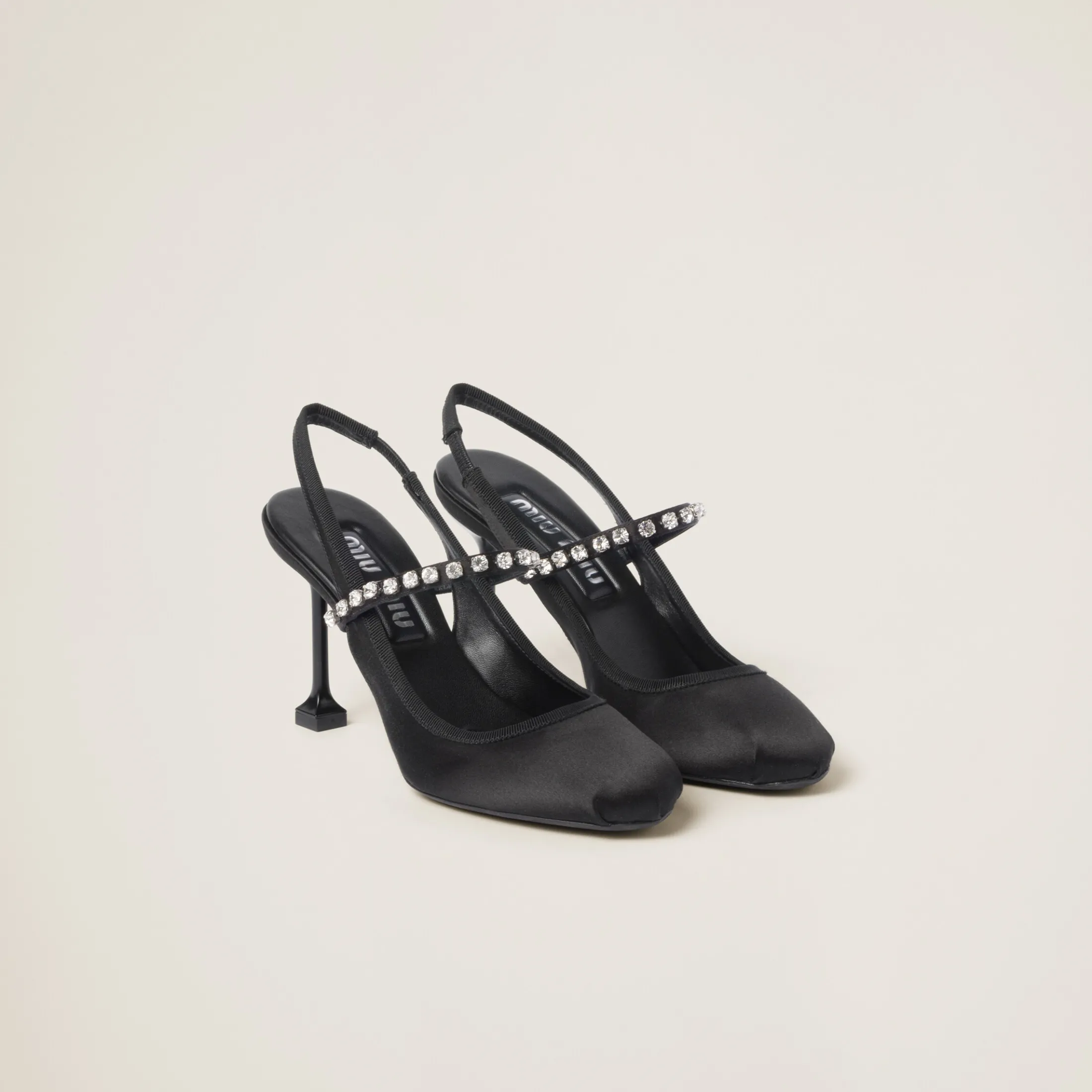 Black Satin Slingback Pumps | Miu Miu
