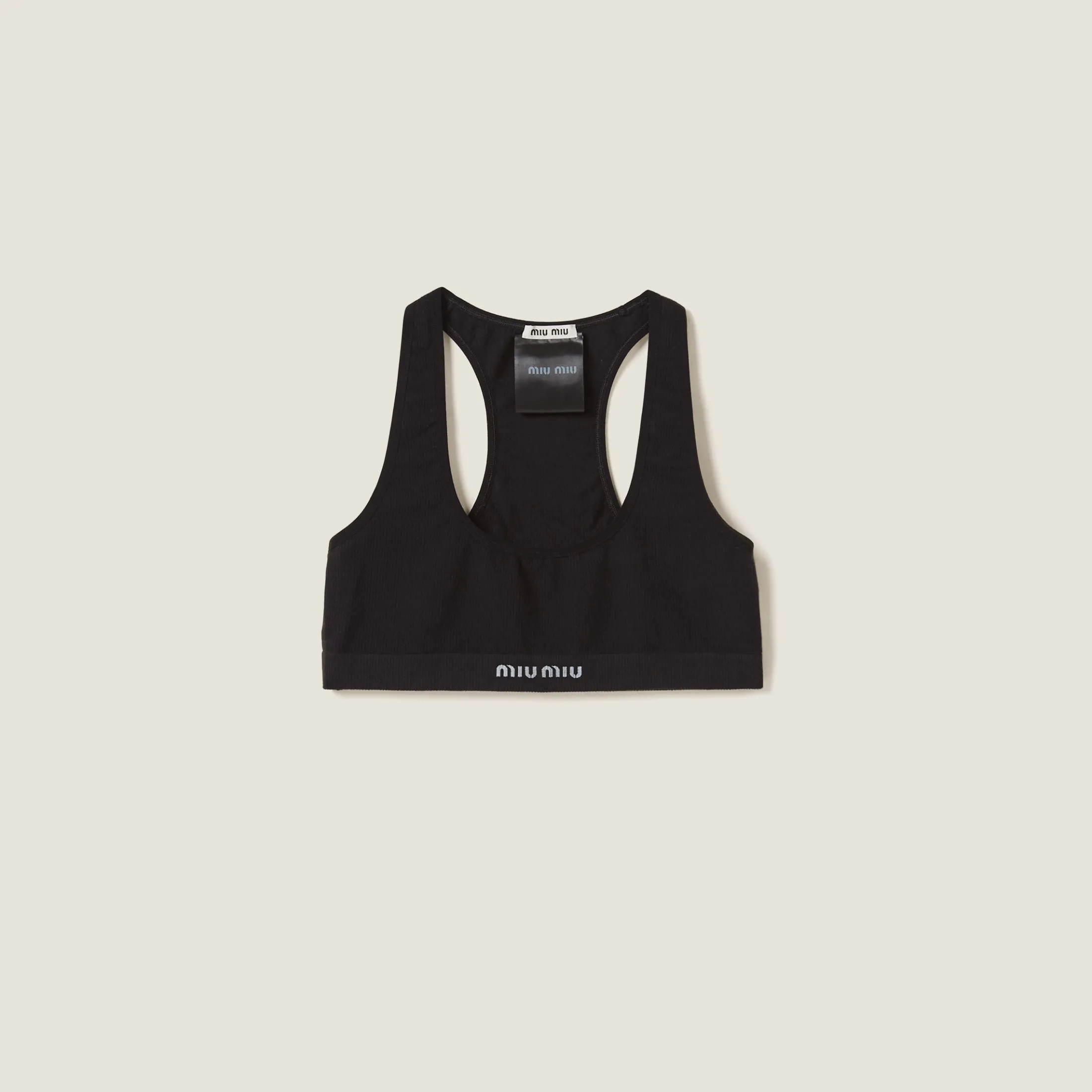Black Seamless Racerback Top | Miu Miu