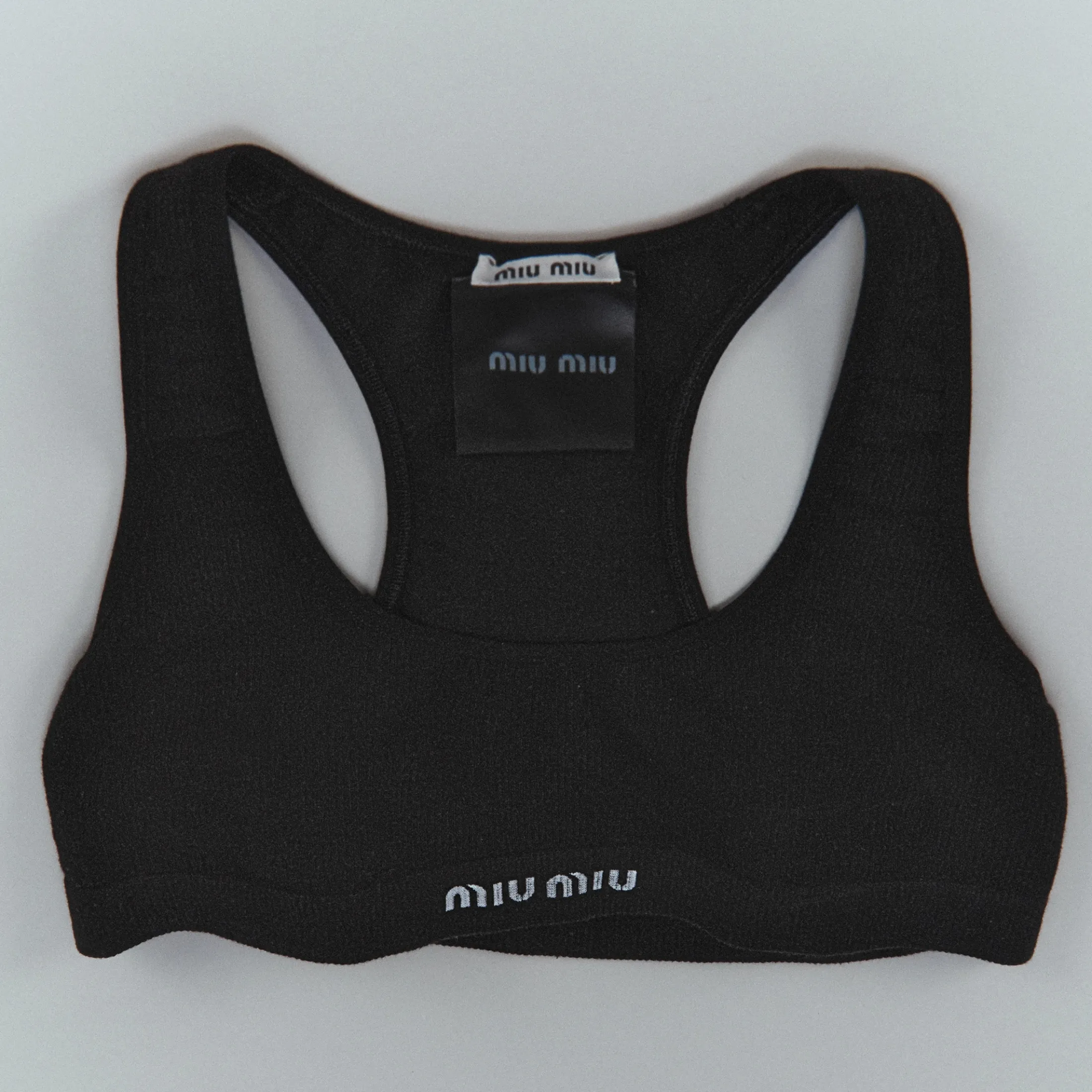 Black Seamless Racerback Top | Miu Miu