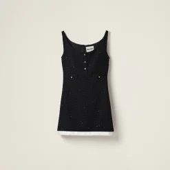 Black Sequined Bouclé Mini-dress | Miu Miu