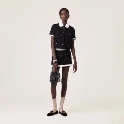 Black Sequined Bouclé Miniskirt | Miu Miu