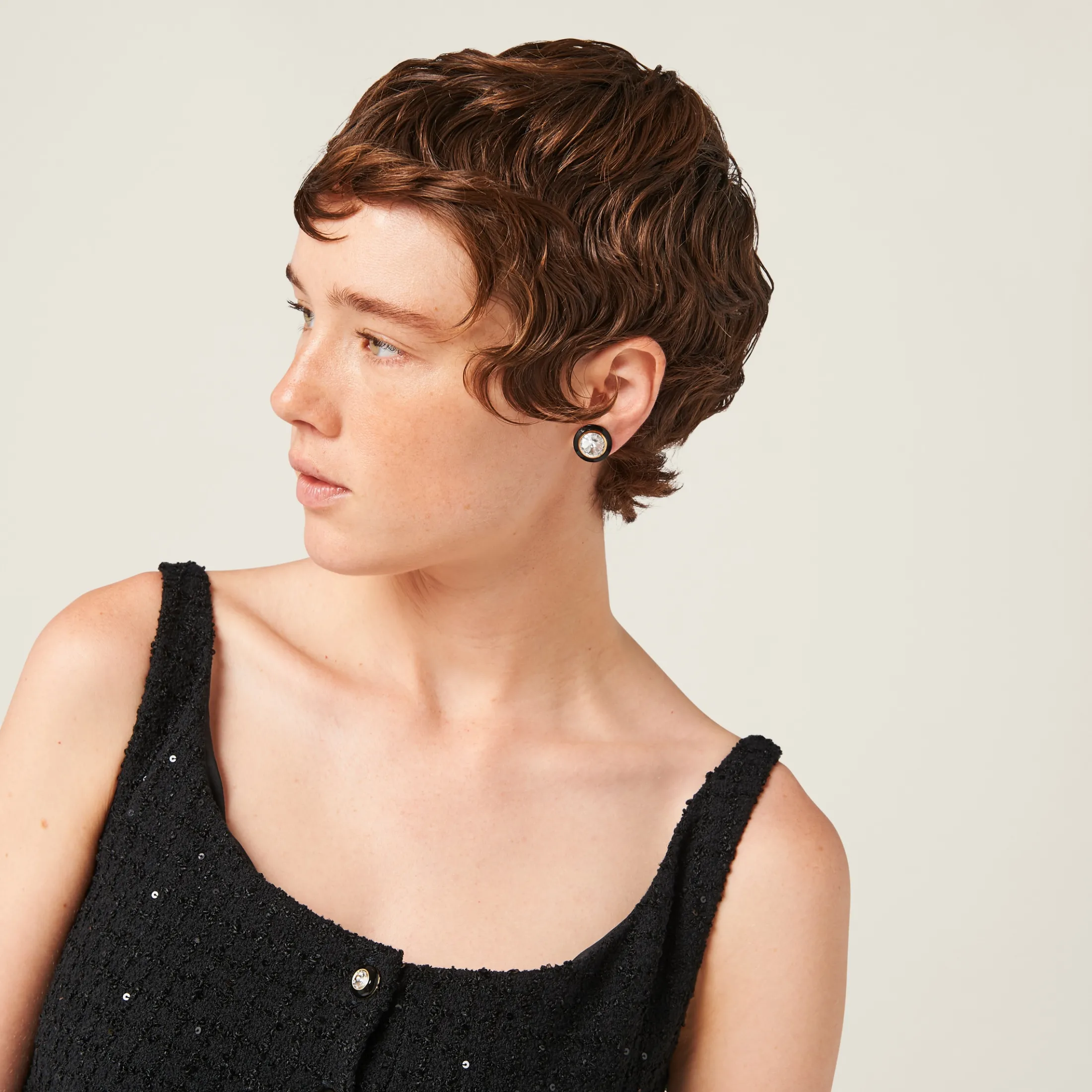 Black Sequined Bouclé Mini-dress | Miu Miu