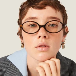 Black Set Of Enameled Metal Earrings | Miu Miu