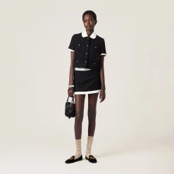 Black Single-breasted Bouclé Jacket | Miu Miu