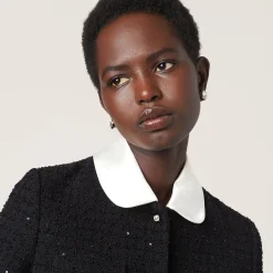 Black Single-breasted Bouclé Jacket | Miu Miu