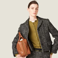 Black Single-breasted Chevron Jacket | Miu Miu