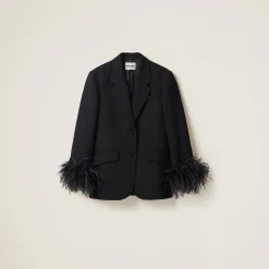 Black Single-breasted Grain De Poudre Jacket | Miu Miu