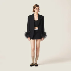 Black Single-breasted Grain De Poudre Jacket | Miu Miu