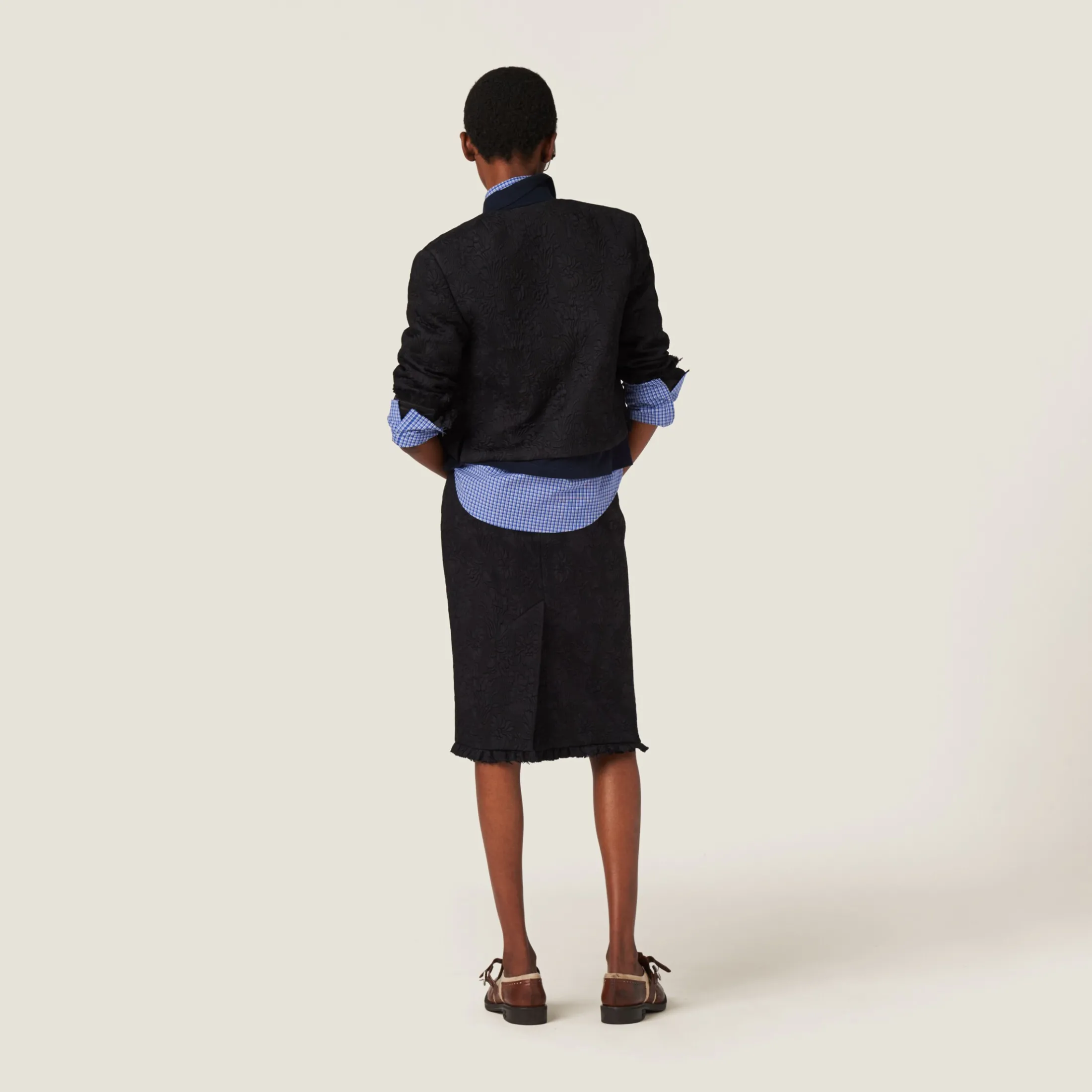 Black Single-breasted Matelassé Effect Jacquard Jacket | Miu Miu
