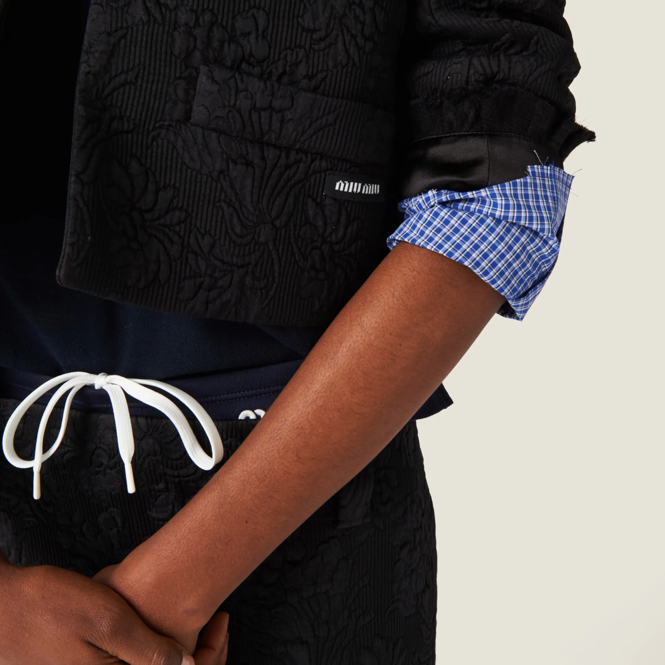 Black Single-breasted Matelassé Effect Jacquard Jacket | Miu Miu