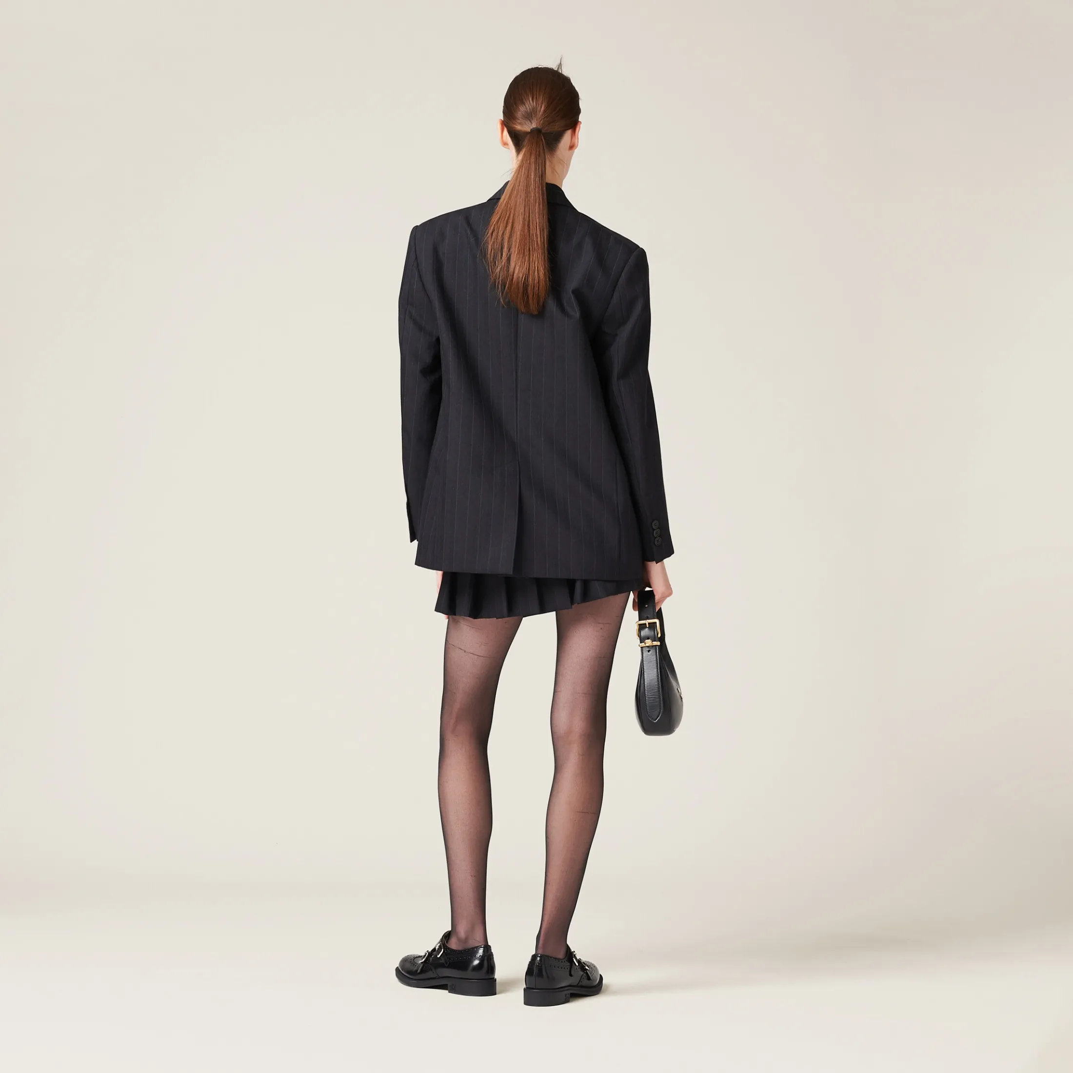 Black Single-breasted Pinstripe Jacket | Miu Miu