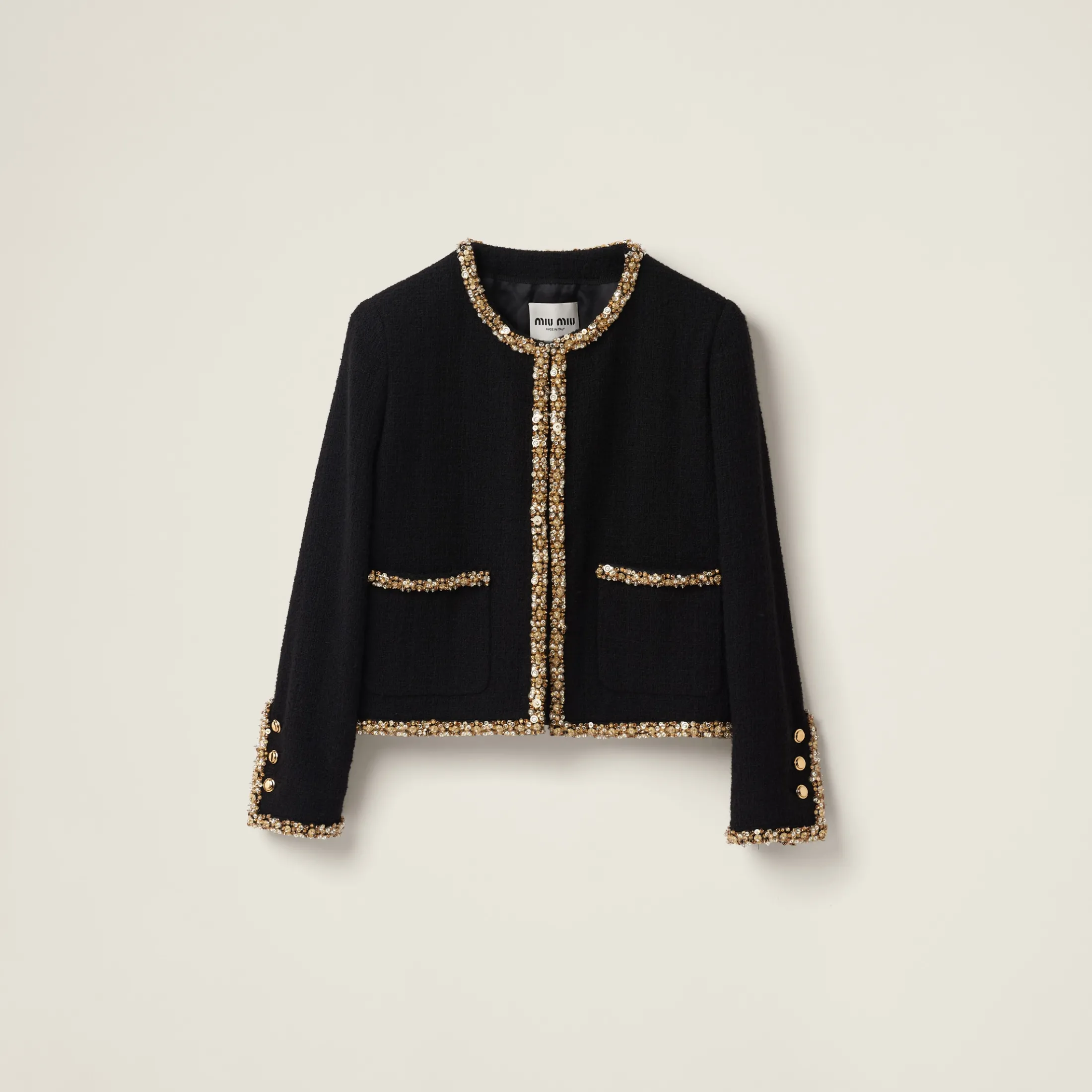 Black Single-breasted Tweed Jacket | Miu Miu