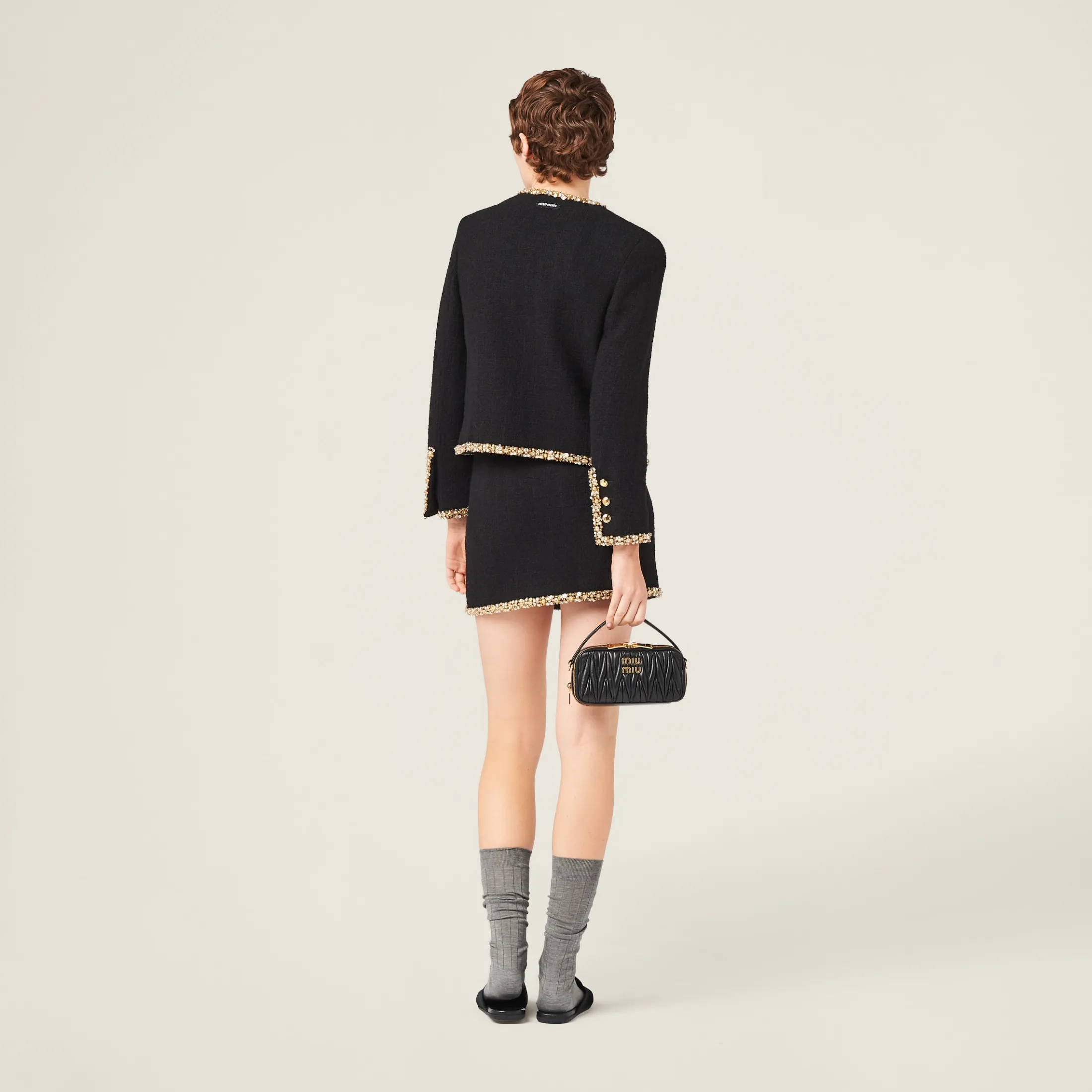 Black Single-breasted Tweed Jacket | Miu Miu