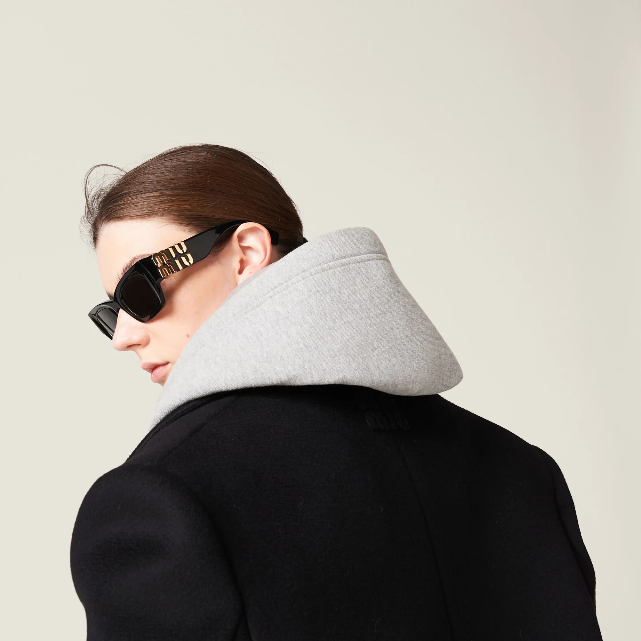 Black Single-breasted Velour Coat | Miu Miu