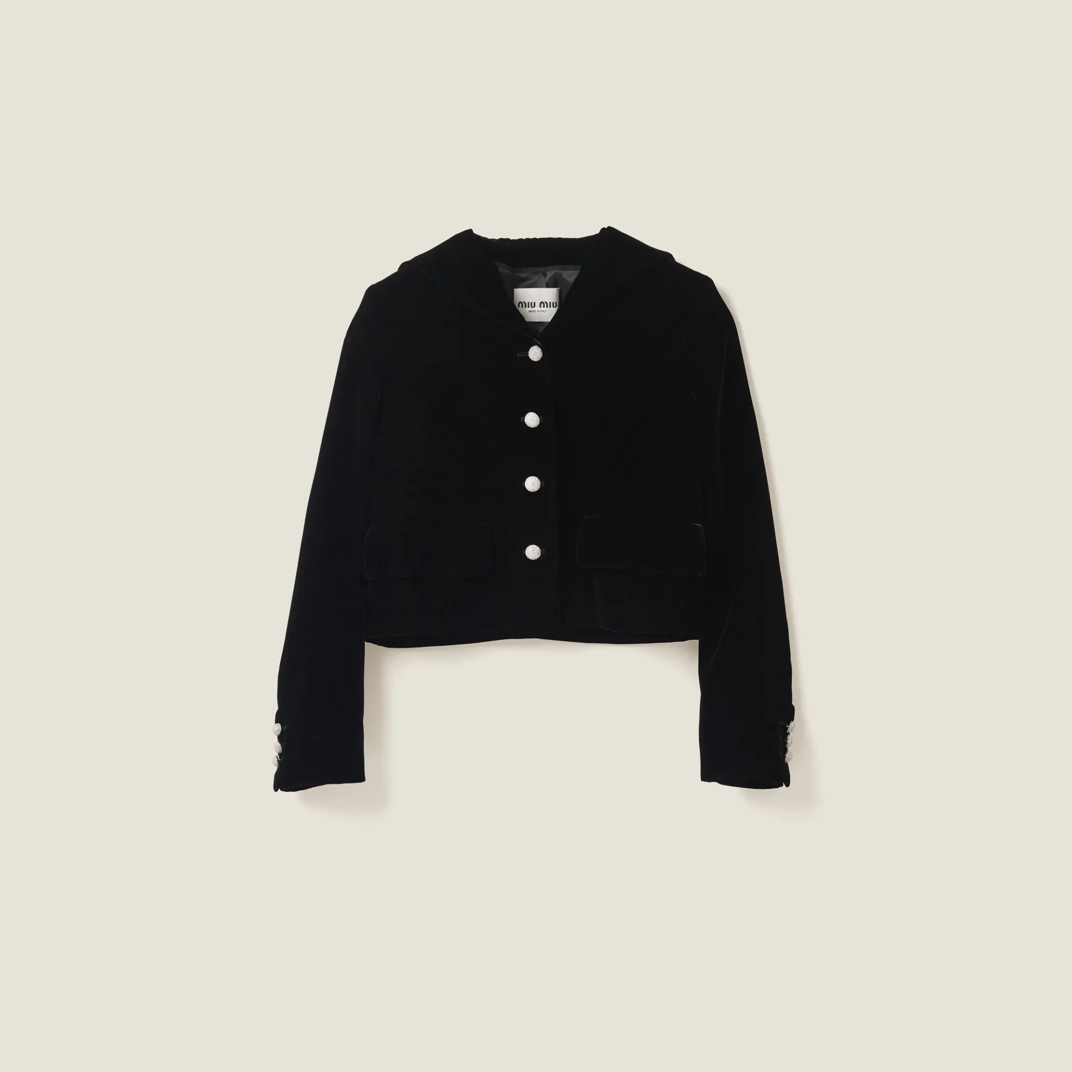 Black Single-breasted Velvet Jacket | Miu Miu