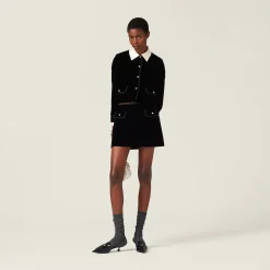 Black Single-breasted Velvet Jacket | Miu Miu