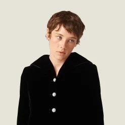 Black Single-breasted Velvet Jacket | Miu Miu