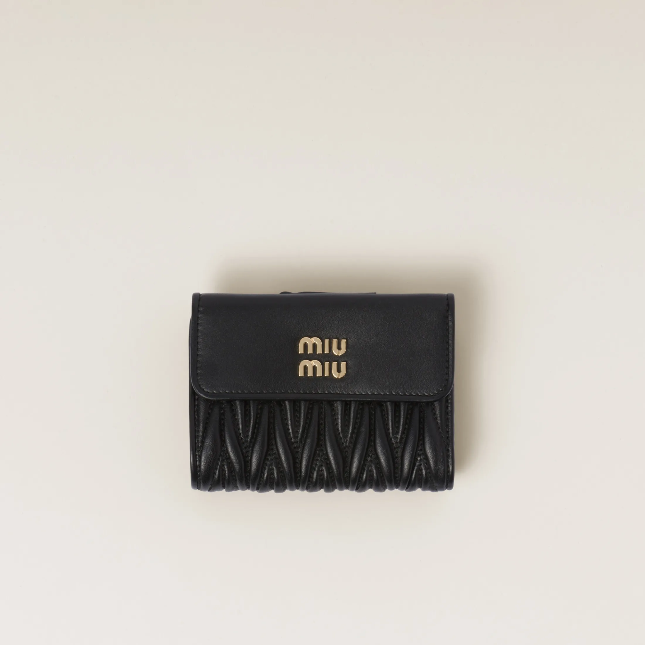 Black Small Matelassé Nappa Leather Wallet | Miu Miu