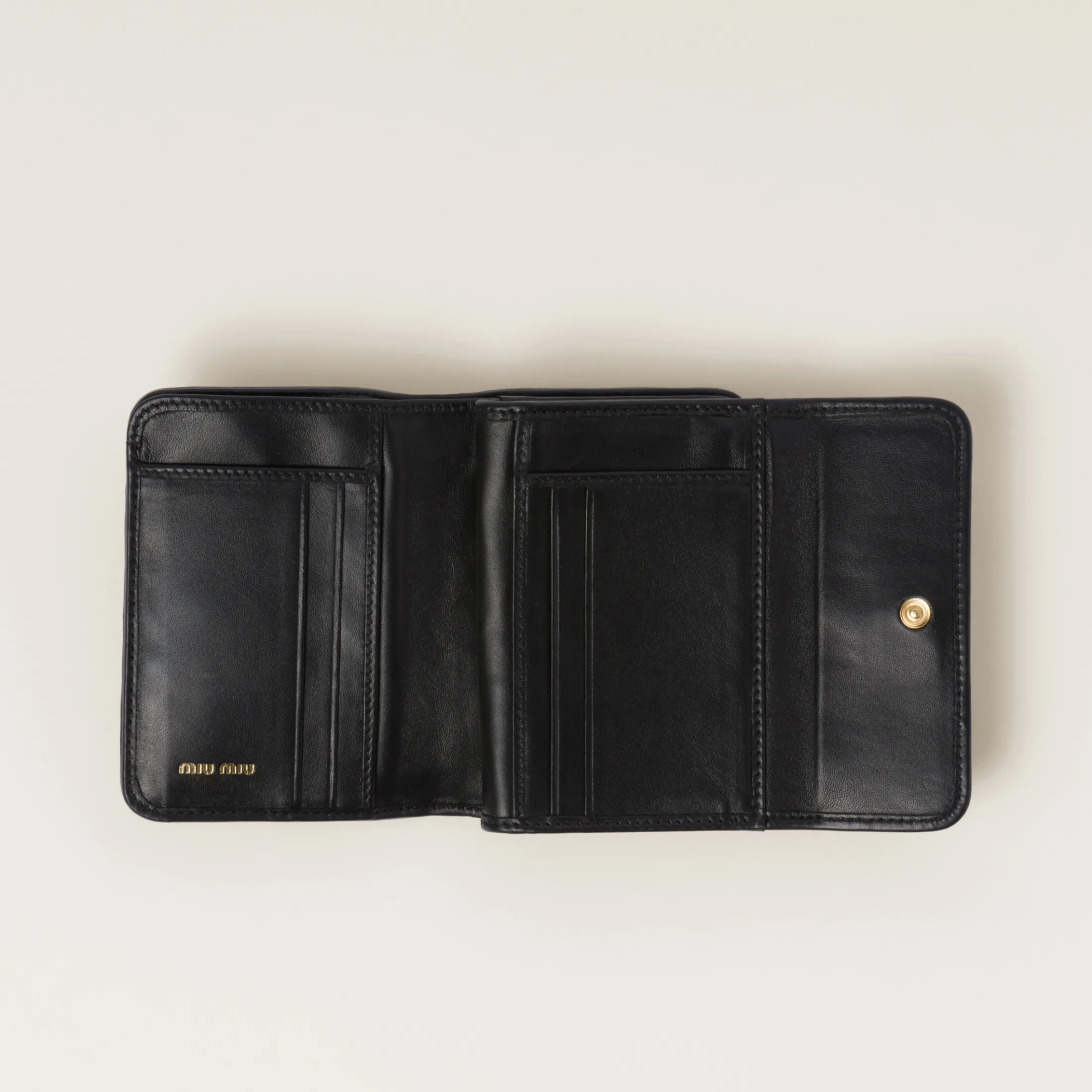 Black Small Matelassé Nappa Leather Wallet | Miu Miu