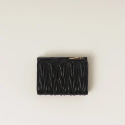 Black Small Matelassé Nappa Leather Wallet | Miu Miu