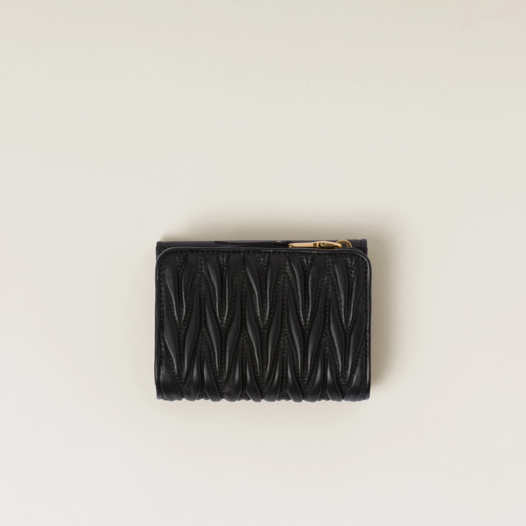 Black Small Matelassé Nappa Leather Wallet | Miu Miu