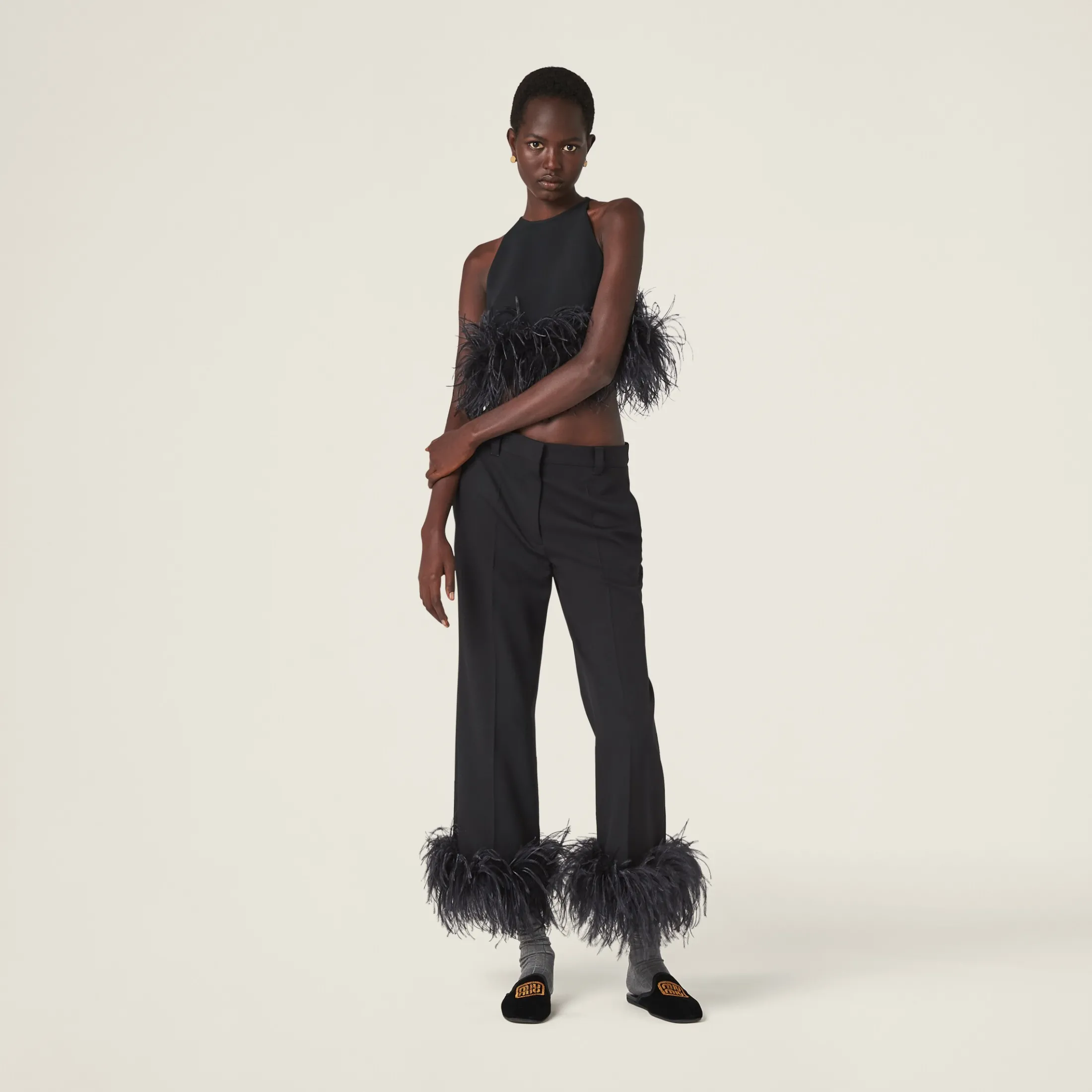 Black Stretch Cady Halter Top | Miu Miu