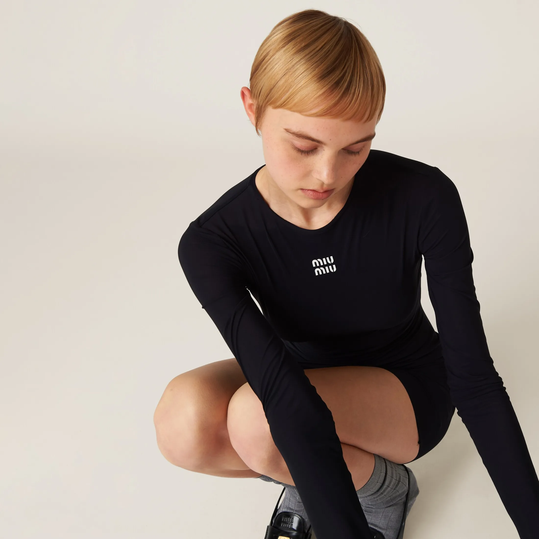 Black Stretch Jersey Mini-dress | Miu Miu