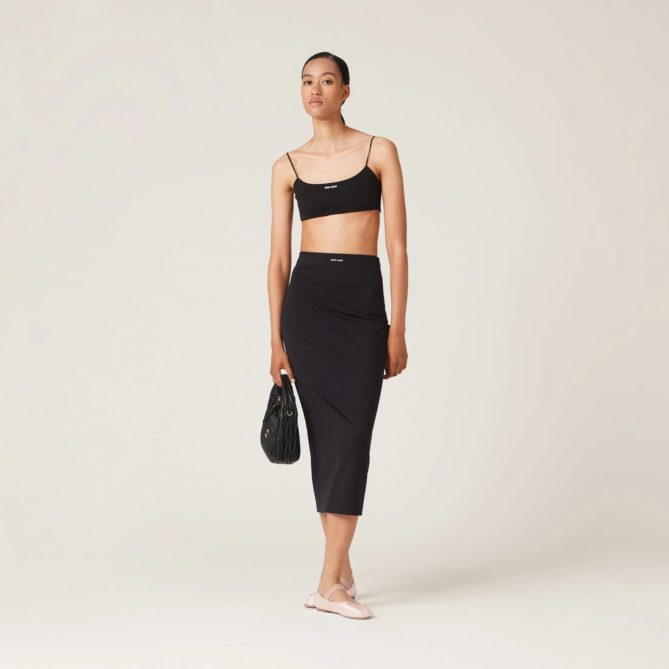 Black Stretch Jersey Skirt | Miu Miu