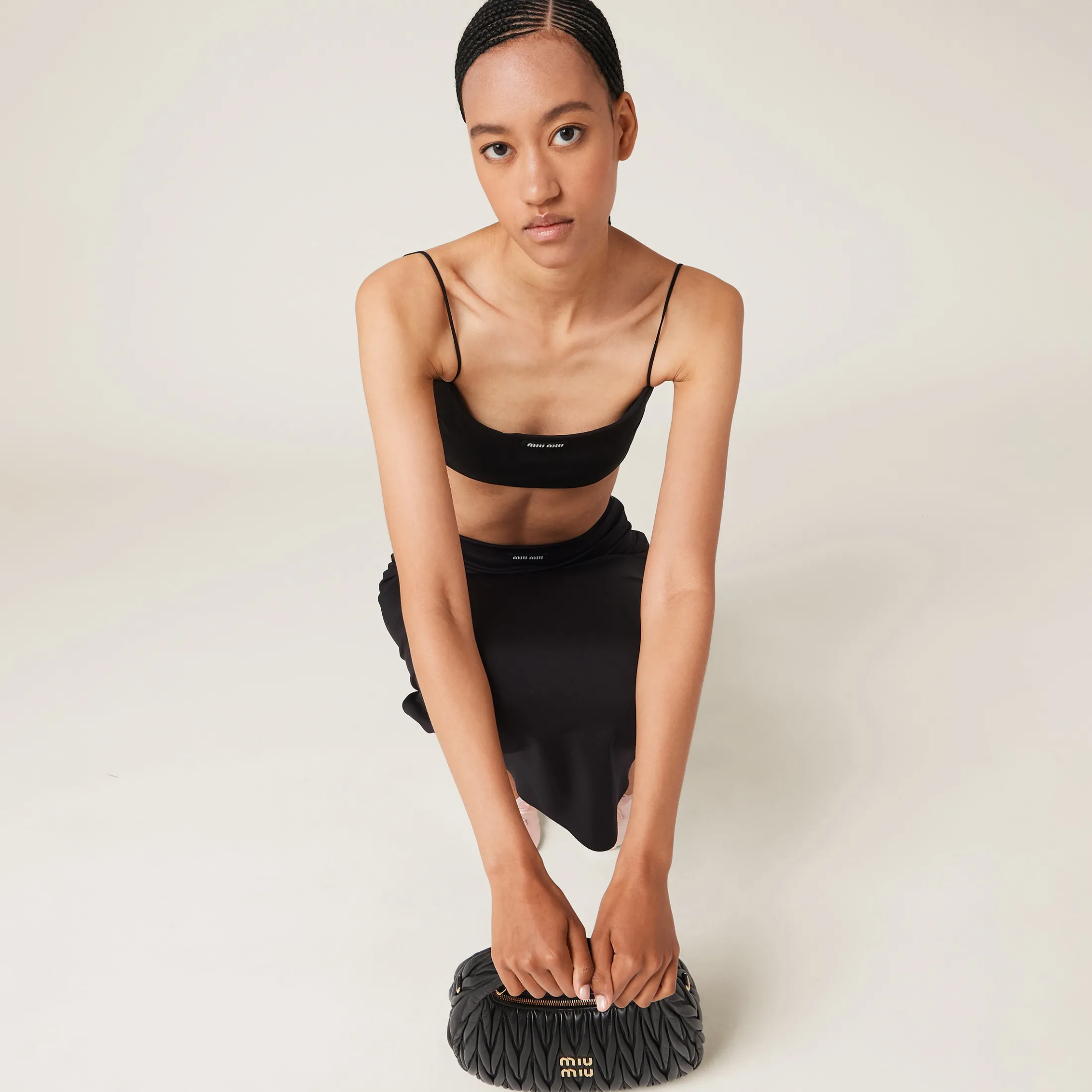 Black Stretch Jersey Skirt | Miu Miu