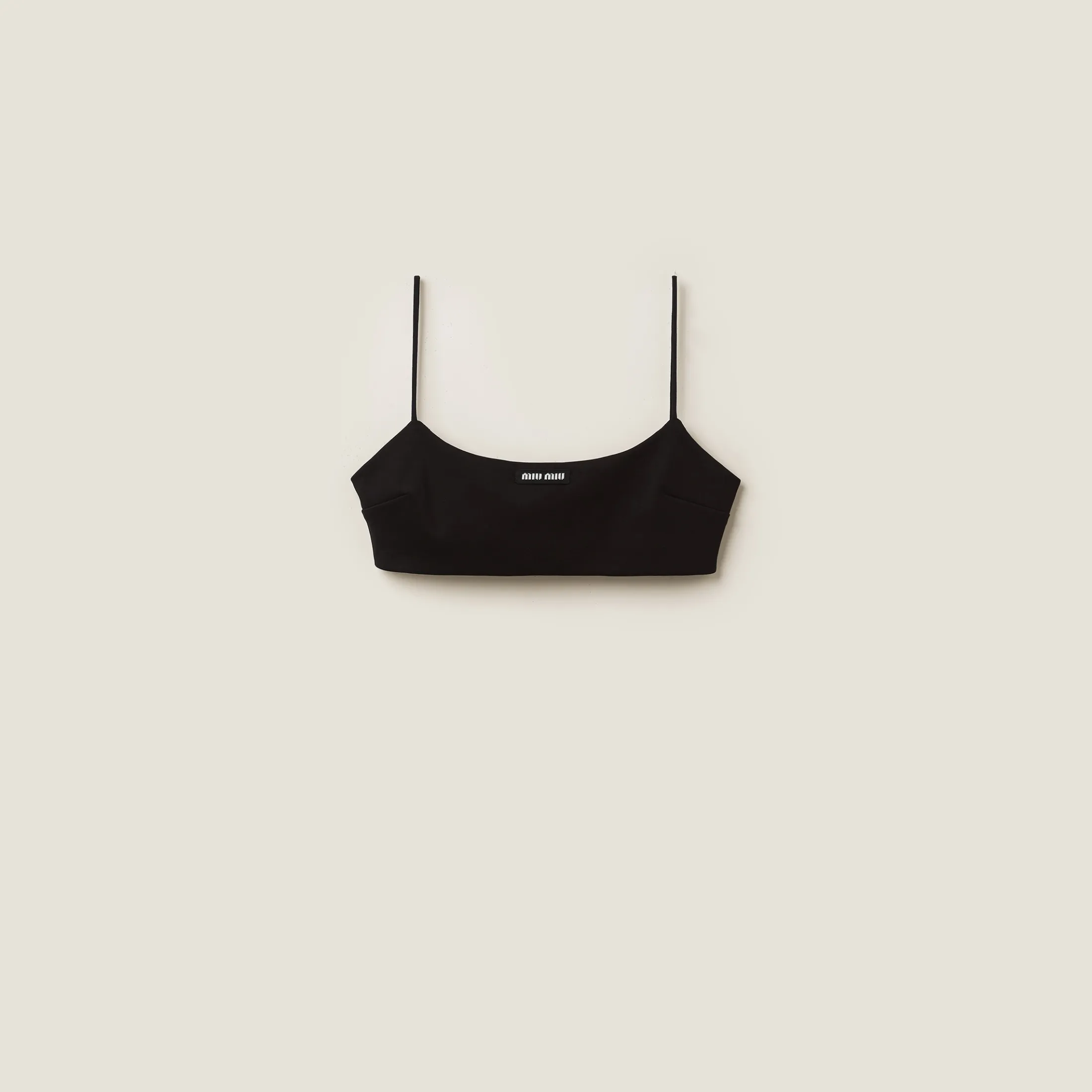 Black Stretch Jersey Top With Logo | Miu Miu