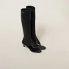 Black Stretch Nappa Leather Thong Boots | Miu Miu