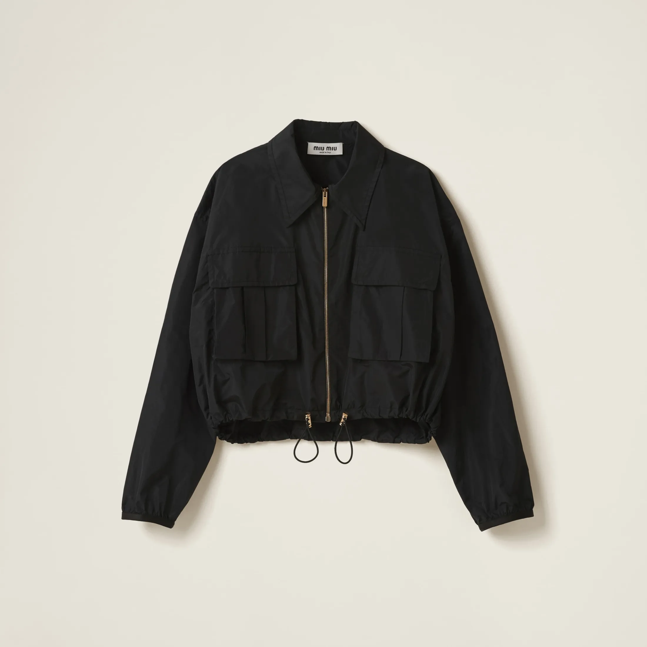 Black Technical Silk Blouson Jacket | Miu Miu