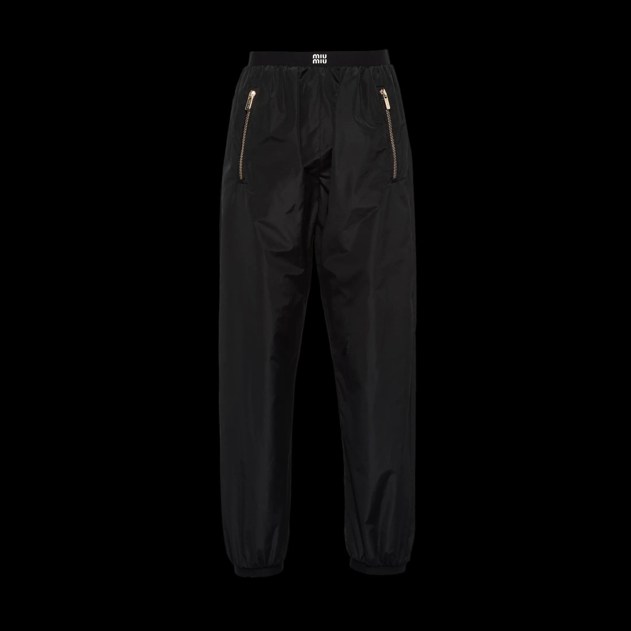 Black Technical Silk Joggers | Miu Miu