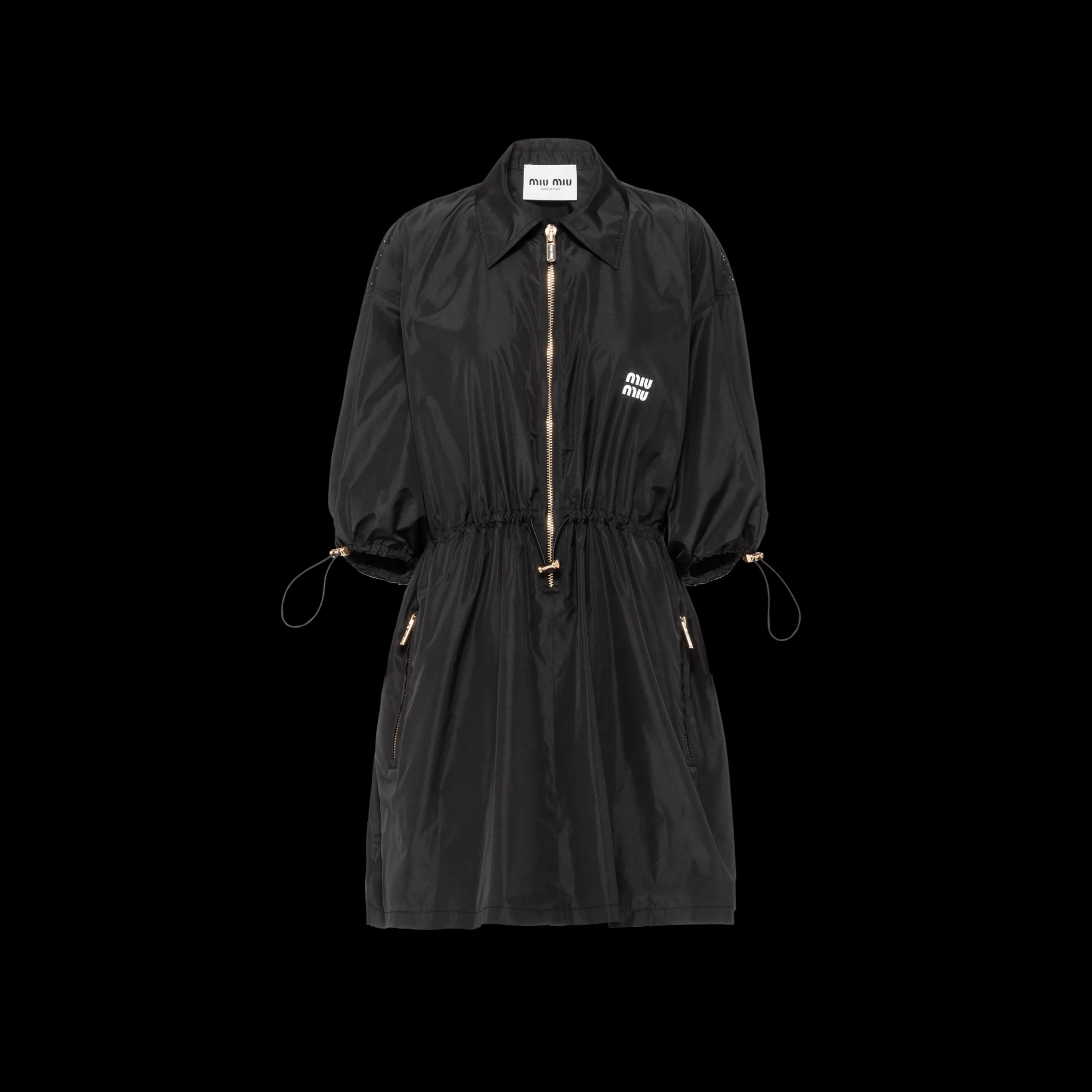 Black Technical Silk Mini-dress | Miu Miu