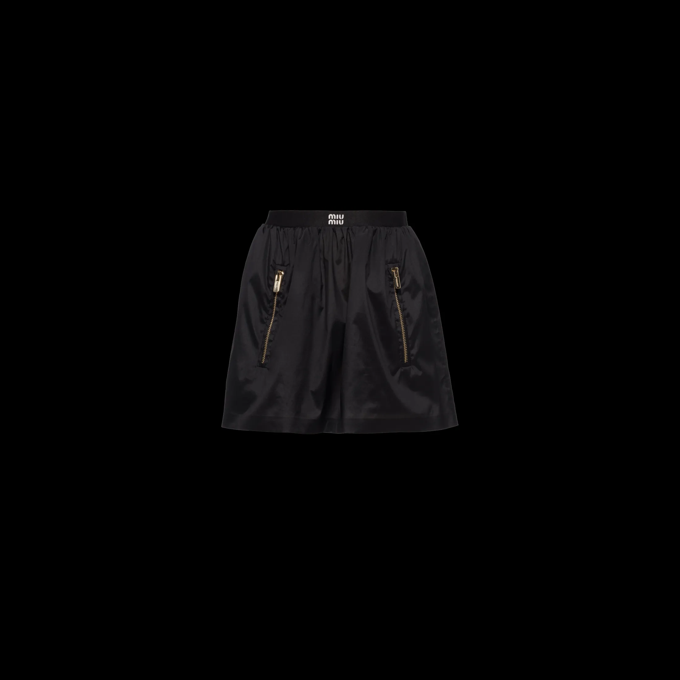 Black Technical Silk Miniskirt | Miu Miu