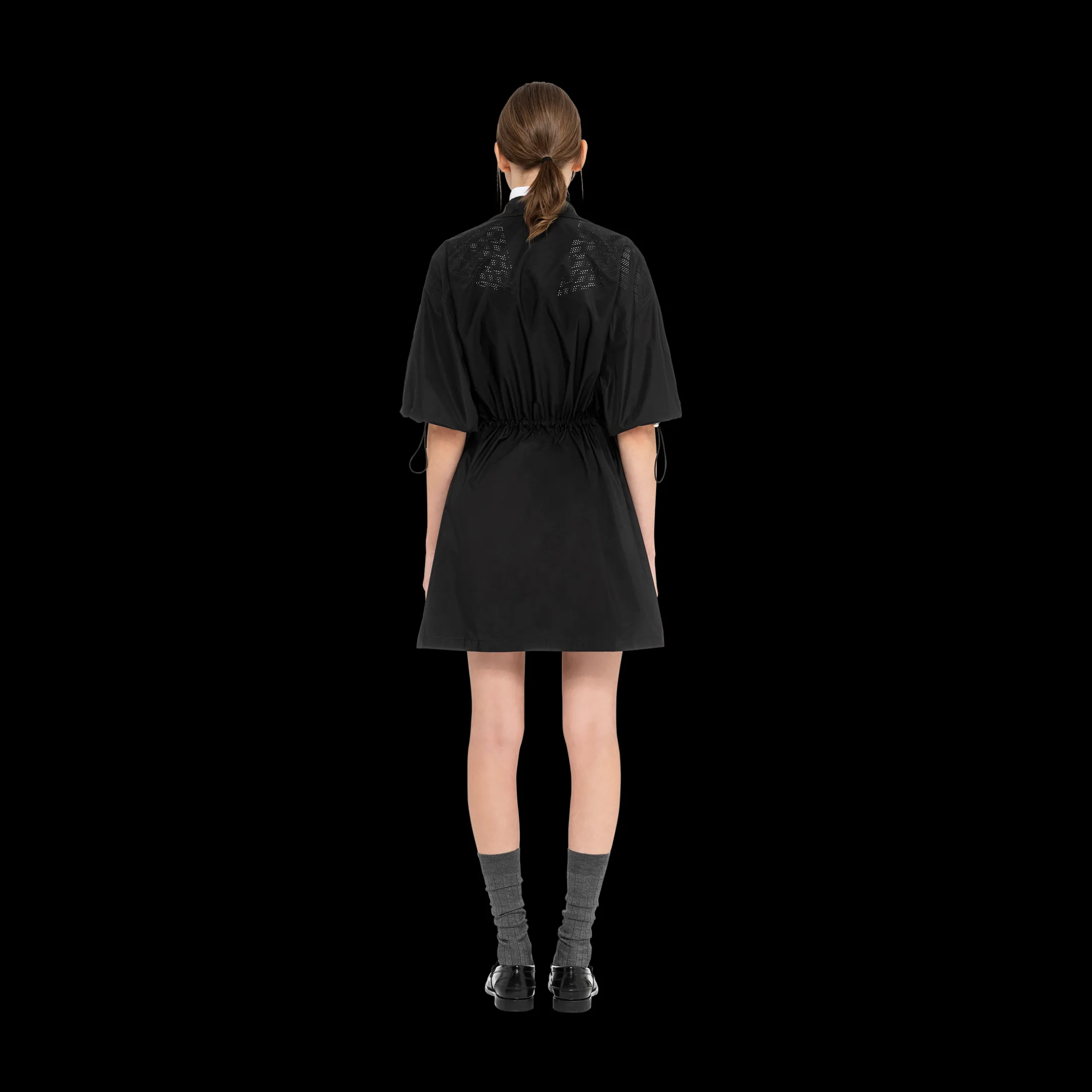 Black Technical Silk Mini-dress | Miu Miu
