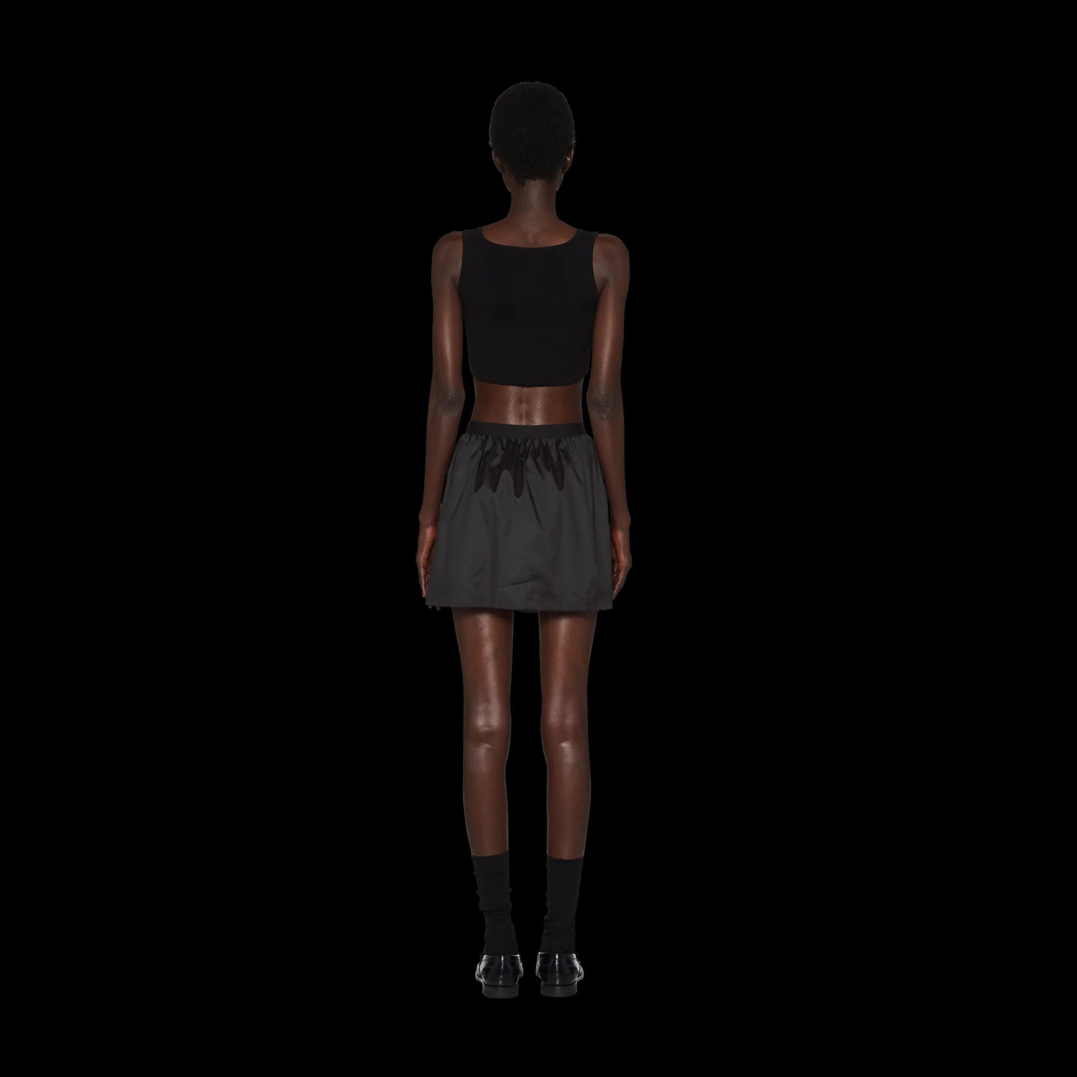 Black Technical Silk Miniskirt | Miu Miu