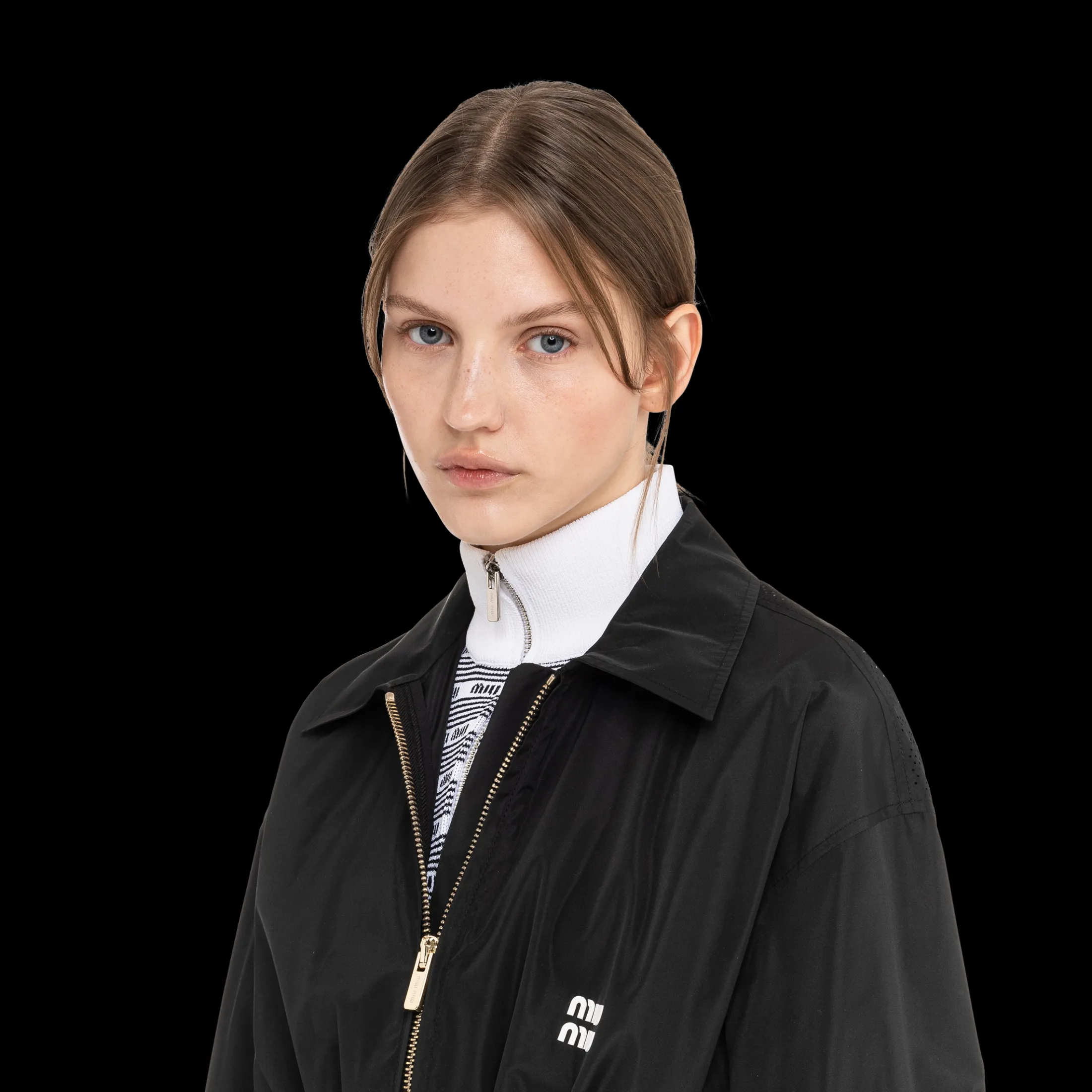 Black Technical Silk Mini-dress | Miu Miu