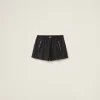 Black Technical Silk Shorts With Printed Logo | Miu Miu