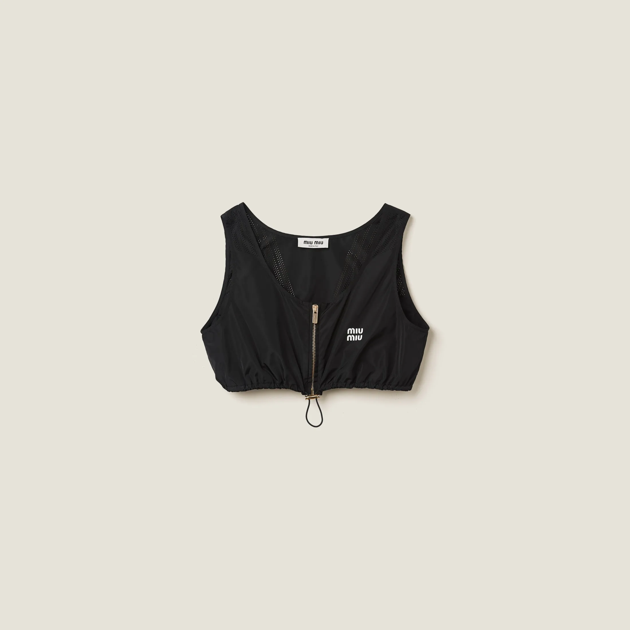 Black Technical Silk Top | Miu Miu