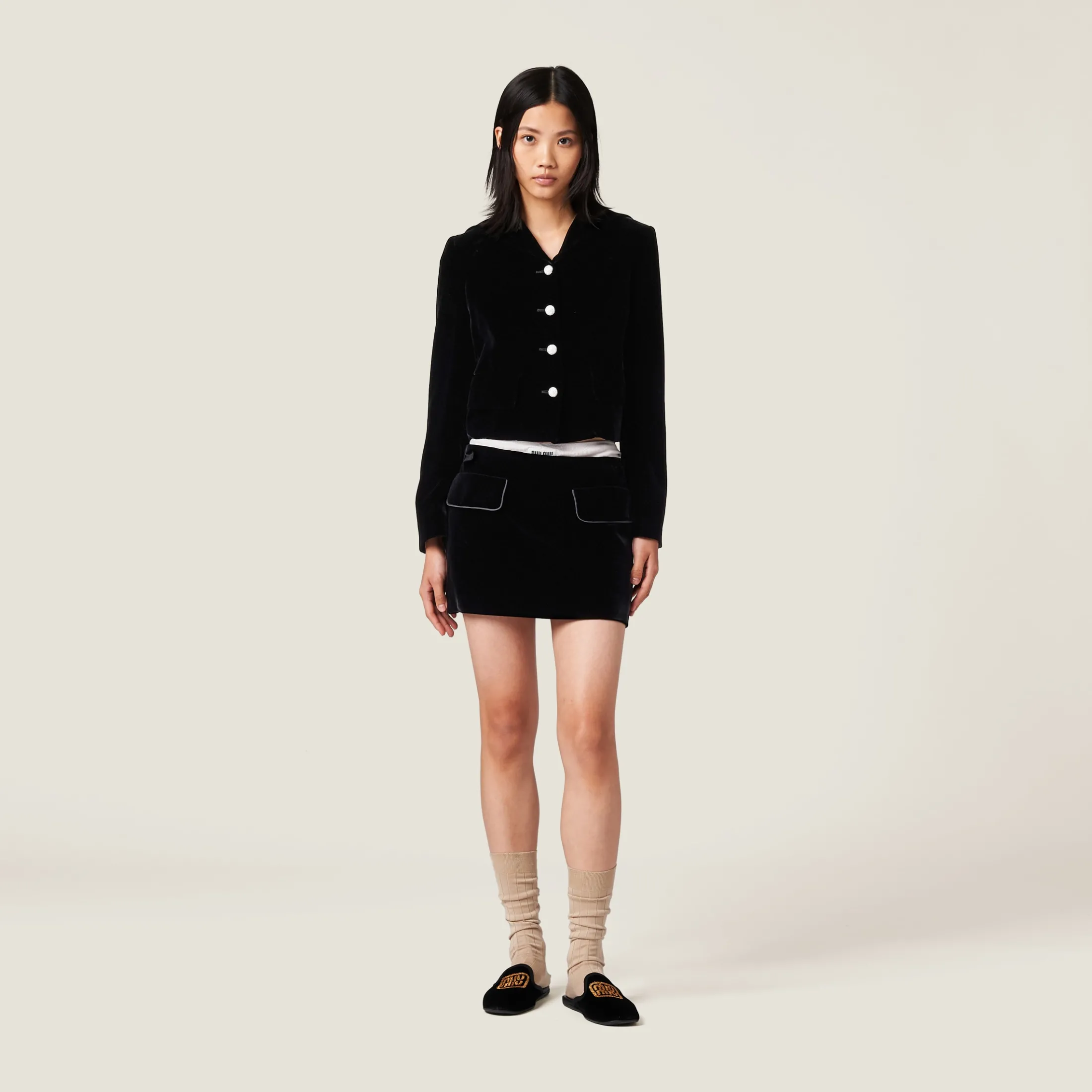 Black Velvet Miniskirt | Miu Miu