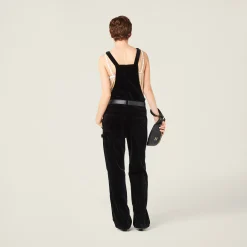 Black Velvet Overall Jumpsuit | Miu Miu