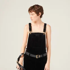 Black Velvet Overall Jumpsuit | Miu Miu