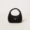 Black Wander Matelassé Nappa Leather Hobo Bag | Miu Miu