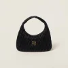 Black Wander Matelassé Nappa Leather Hobo Bag | Miu Miu