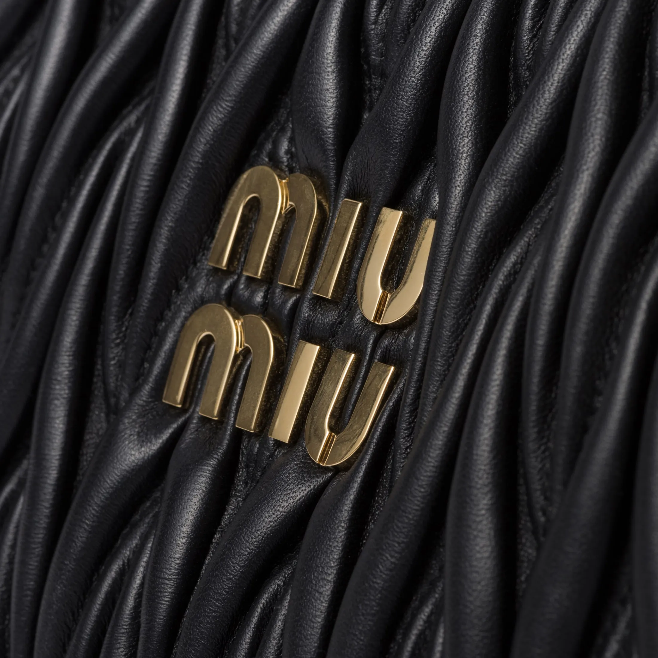 Black Wander Matelassé Nappa Leather Hobo Bag | Miu Miu