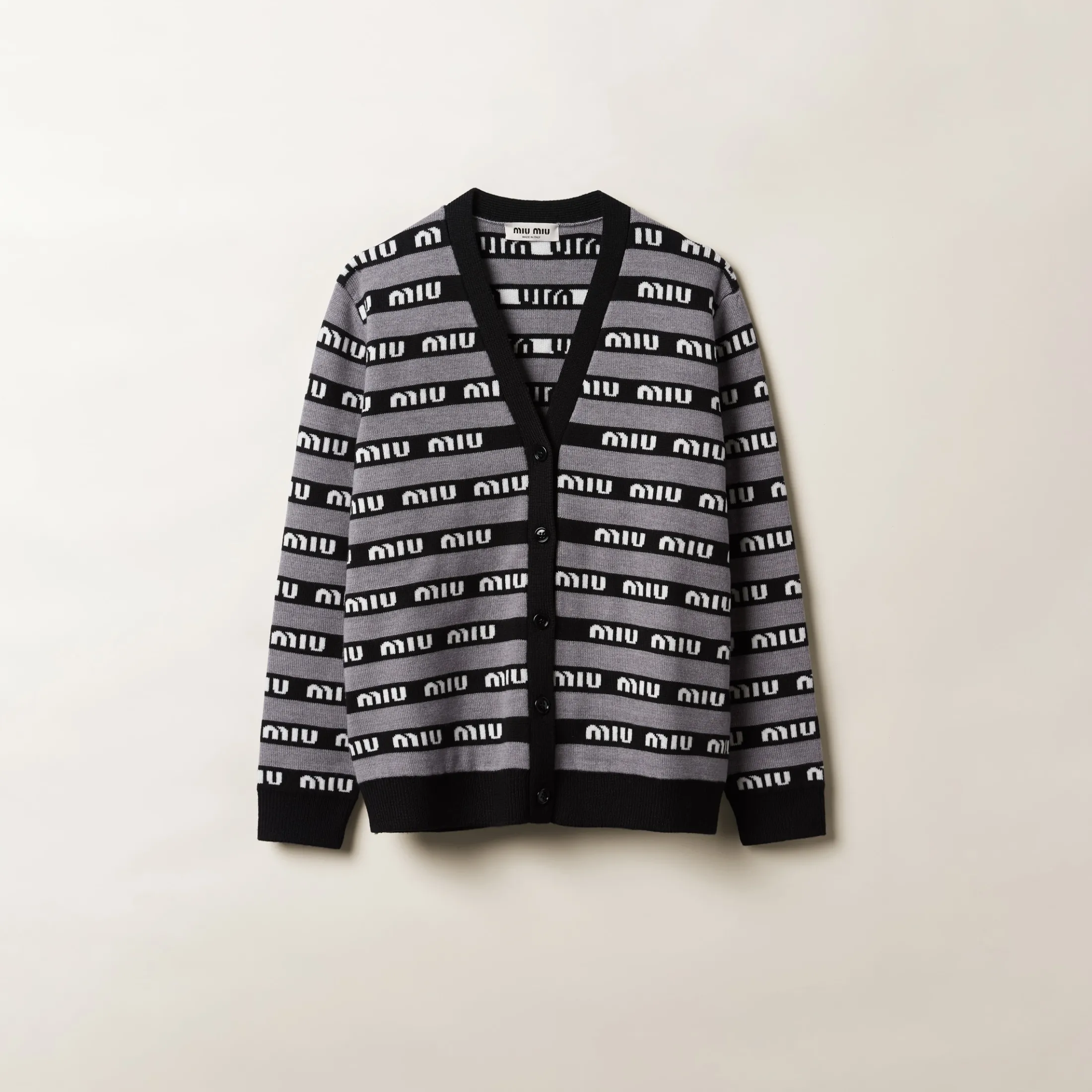 Black Wool Cardigan | Miu Miu